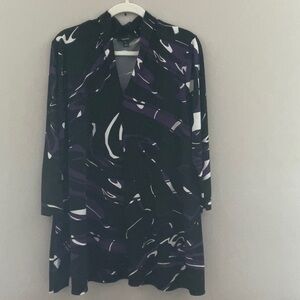 Alfani Black, purple and white print V-Neck tunic. XL